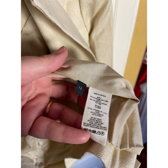 Theory Womens Cropped Jacket Size 12 Light Linen Luxe Beige NWT - Picture 9 of 12